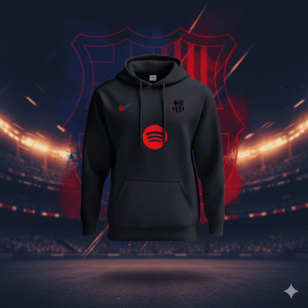 Barcelona Premium Black Sports Hoodie - Image 2
