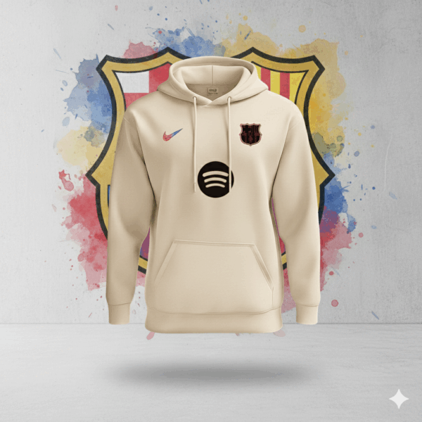 Barcelona Premium Beige Sports Hoodie - Image 1