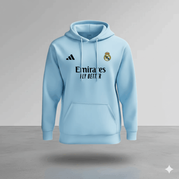 Real Madrid Premium Sky Blue Sports Hoodie - Image 1