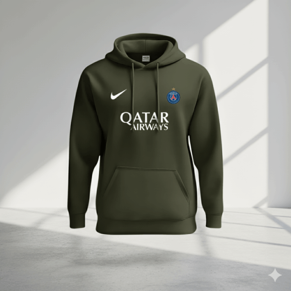 Paris Saint-Germain Olive Green Sports Hoodie Paris Saint-Germain Olive Green Sports Hoodie - Image 1