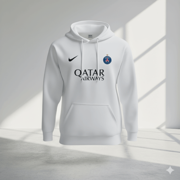 Paris Saint-Germain White Sports Hoodie Paris Saint-Germain White Sports Hoodie - Image 1