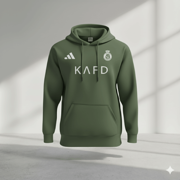 Al Nassr Olive Green Premium Sports Hoodie Al Nassr Olive Green Premium Sports Hoodie - Image 1