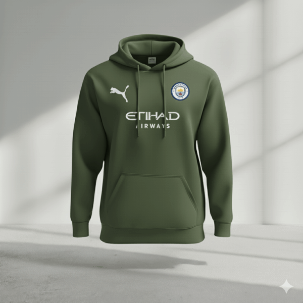 Manchester City Olive Green Premium Sports Hoodie - Image 1